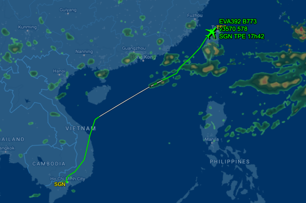 Hành trình chuyến bay BR392 EVA Air