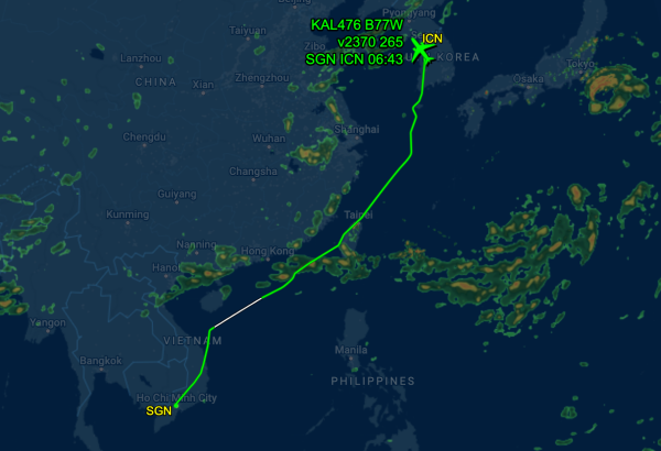 Hành trình chuyến bay KE476