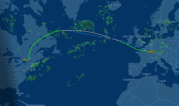 Đường bay chuyến bay AC875